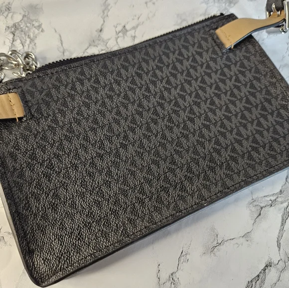 Michael Kors Belt Bag Waist Wallet MK Logo Black W Chain Large New - Picture 5 of 5